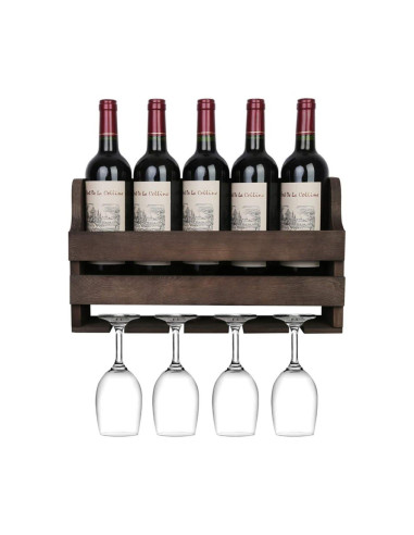 Ceruzo Houten Wijnrek - Wandbevestiging