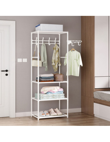 Ceruzo Kledingrek met 3 legplankjes - Wit -...