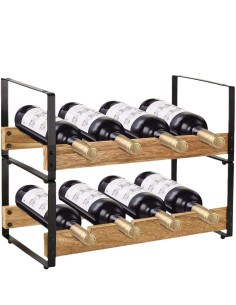 Ceruzo Wijnrek - Stapelbaar - Metaal met Hout