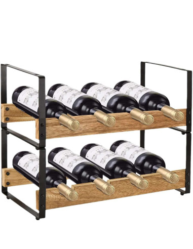 Ceruzo Wijnrek - Stapelbaar - Metaal met Hout