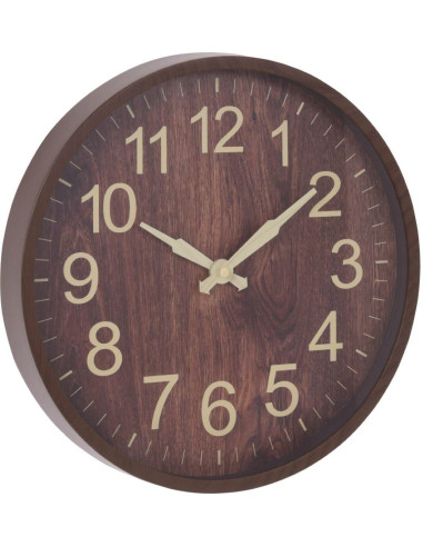 Wandklok - Donkerbruin - Houtlook - 30cm