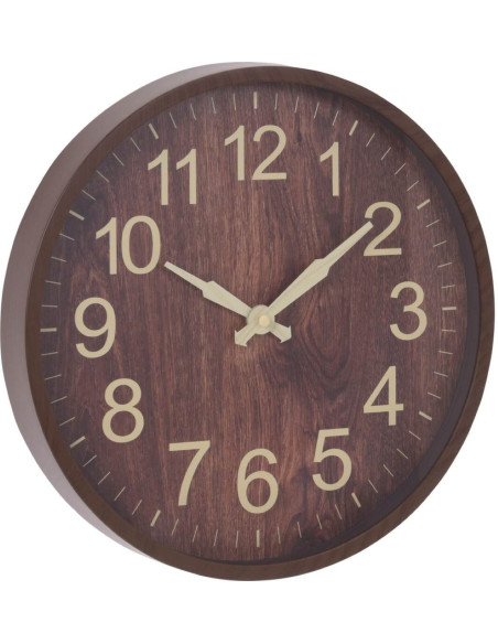 Wandklok - Donkerbruin - Houtlook - 30cm