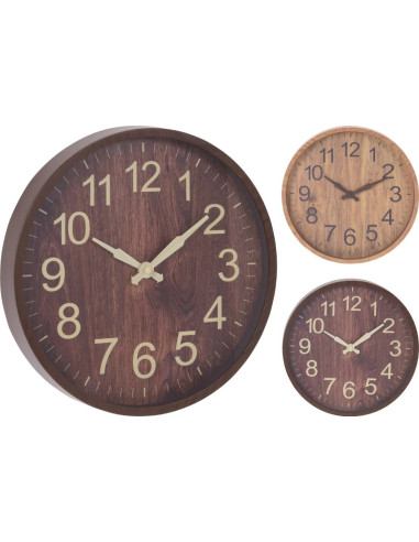 Wandklok - Donkerbruin - Houtlook - 30cm