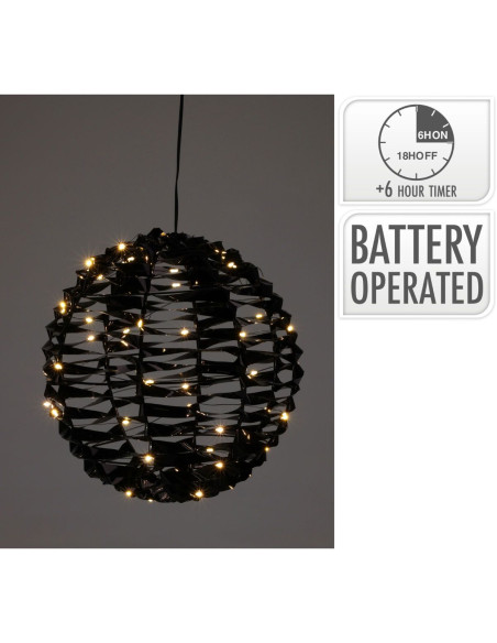 Verlichte Bal - Zwart - 25 cm - 60 led