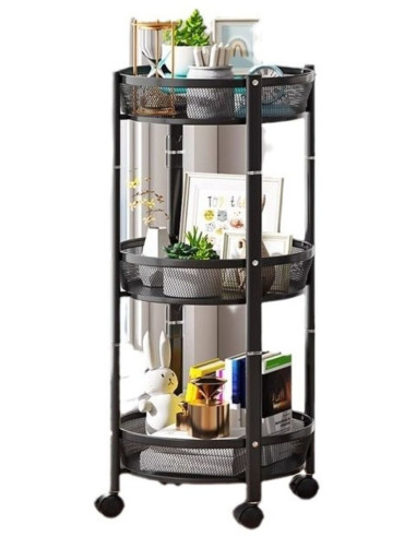 Ceruzo Keukentrolley - Zwart - 3-Laags Opbergrek
