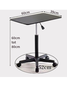 Ceruzo Bijzettafel - Hoogte Verstelbaar - Gasveer - Zwart