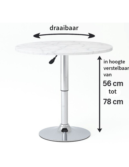 Ceruzo Bijzettafel - Theetafel - Ovaal - Hoogte Verstelbaar - Draaibaar - Wit