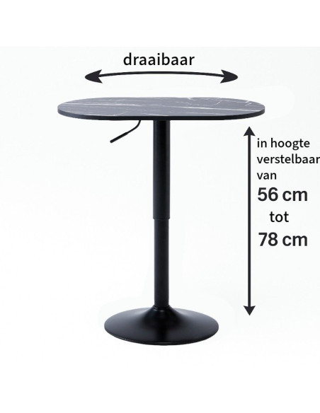 Ceruzo Bijzettafel - Theetafel - Ovaal - Hoogte Verstelbaar - Draaibaar - Zwart