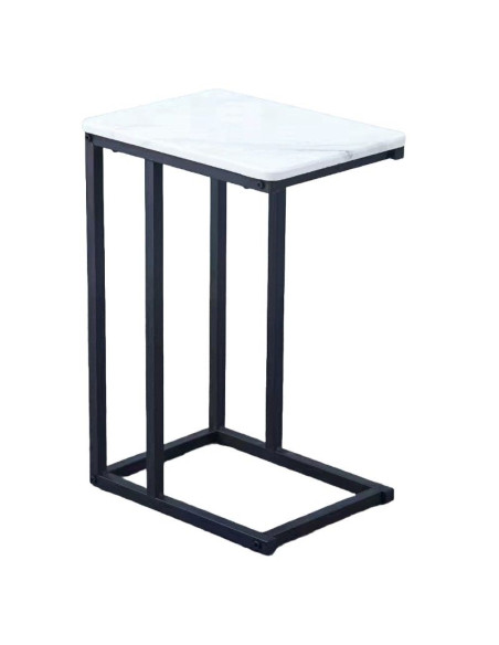 Ceruzo Bijzettafel - Banktafeltje - Metaal en MDF - Wit Gemarmerd
