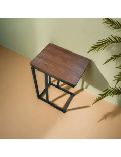 Ceruzo Bijzettafel - Banktafeltje - Metaal en MDF - Bruin 2