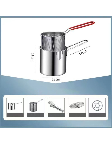 Ceruzo Mini Frituurpan met Mandje - 1.2L - geschikt voor gas