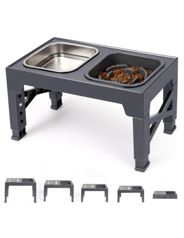 Ceruzo Hondenvoerbak - 5 Hoogtes - Verstelbaar...