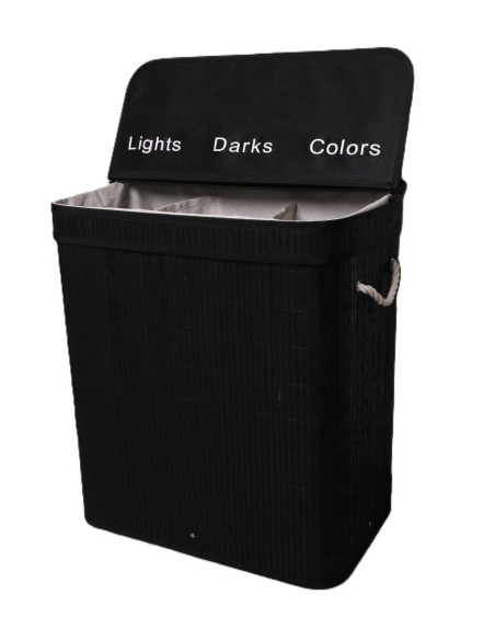 Ceruzo Wasmand met 3 Vakken - Wassorteerder - Zwart