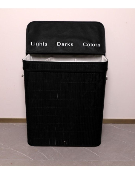Ceruzo Wasmand met 3 Vakken - Wassorteerder - Zwart