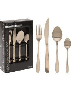 Bestekset 16 delig - mat goud