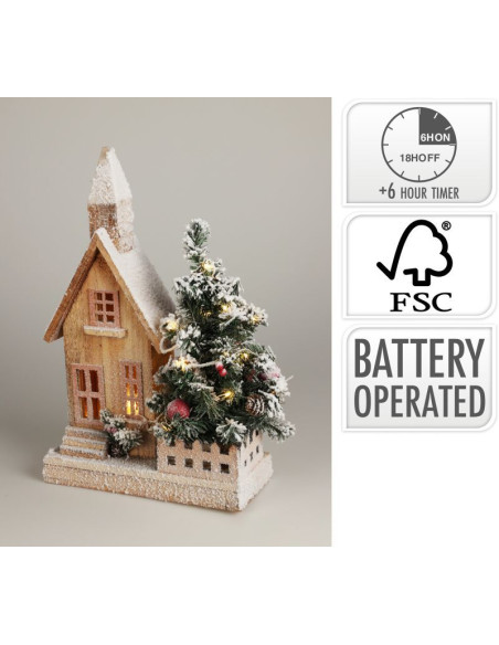 Verlicht Kersthuis - 44cm