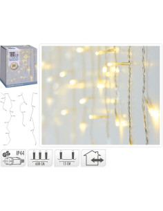 IJspegel verlichting 180 LED - warm wit - transparant snoer