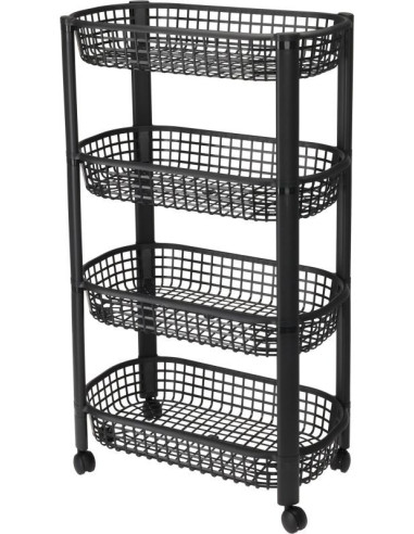 Keukentrolley 4 Wielen - Zwart