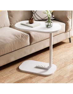 Ceruzo Bijzettafel - Wit - Banktafel - Metaal met Hout -...