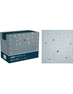 Lichtgordijn - Kerstballen - 120x120cm - op batterijen