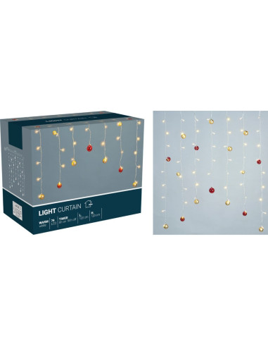 Lichtgordijn - Kerstballen - 120x120cm - op...