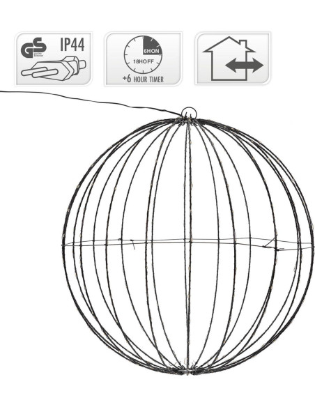 Lichtbol 320 led - Metaal - 50 cm - Kerstverlichting - met Timer - extra warm wit