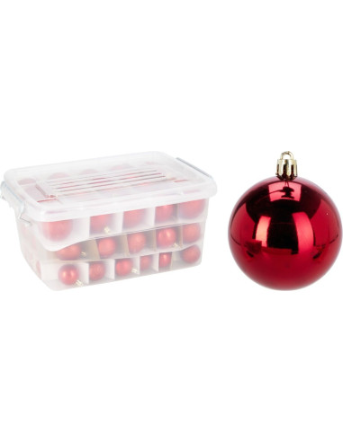 Kerstballen Set Rood - 70 Stuks - Kunststof  -...