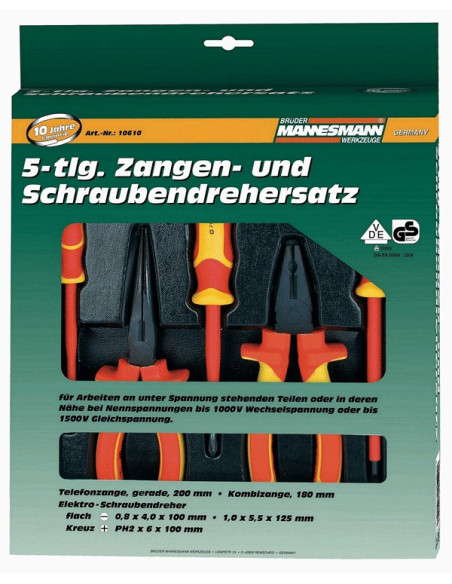 Brüder Mannesmann VDE Elektro-gereedschapset (5 dlg) - Green Line Serie