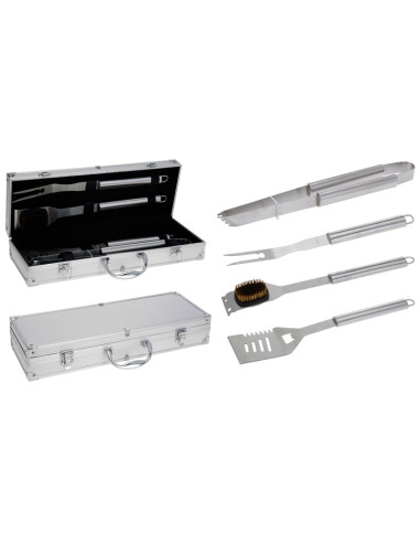 BBQ  Barbecue gereedschapset (4 dlg) in koffer