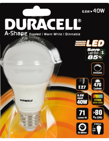 Duracell Dimbare LED-lamp 6,6W (40W)