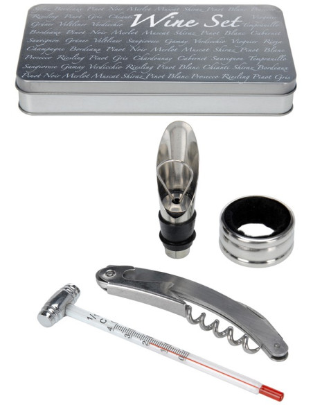 Wijnaccessoires set in blikken box