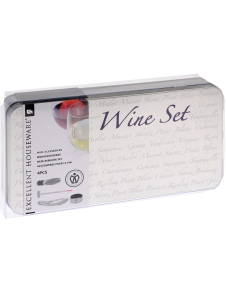 Wijnaccessoires set in blikken box